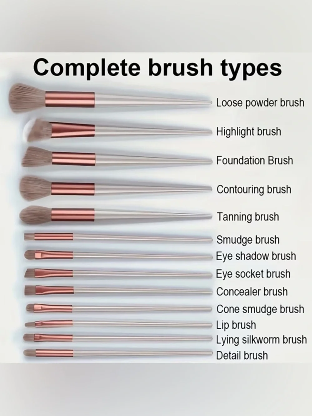 Rose Metallic 10-Piece Women’s Makeup Brush Set with Sponge